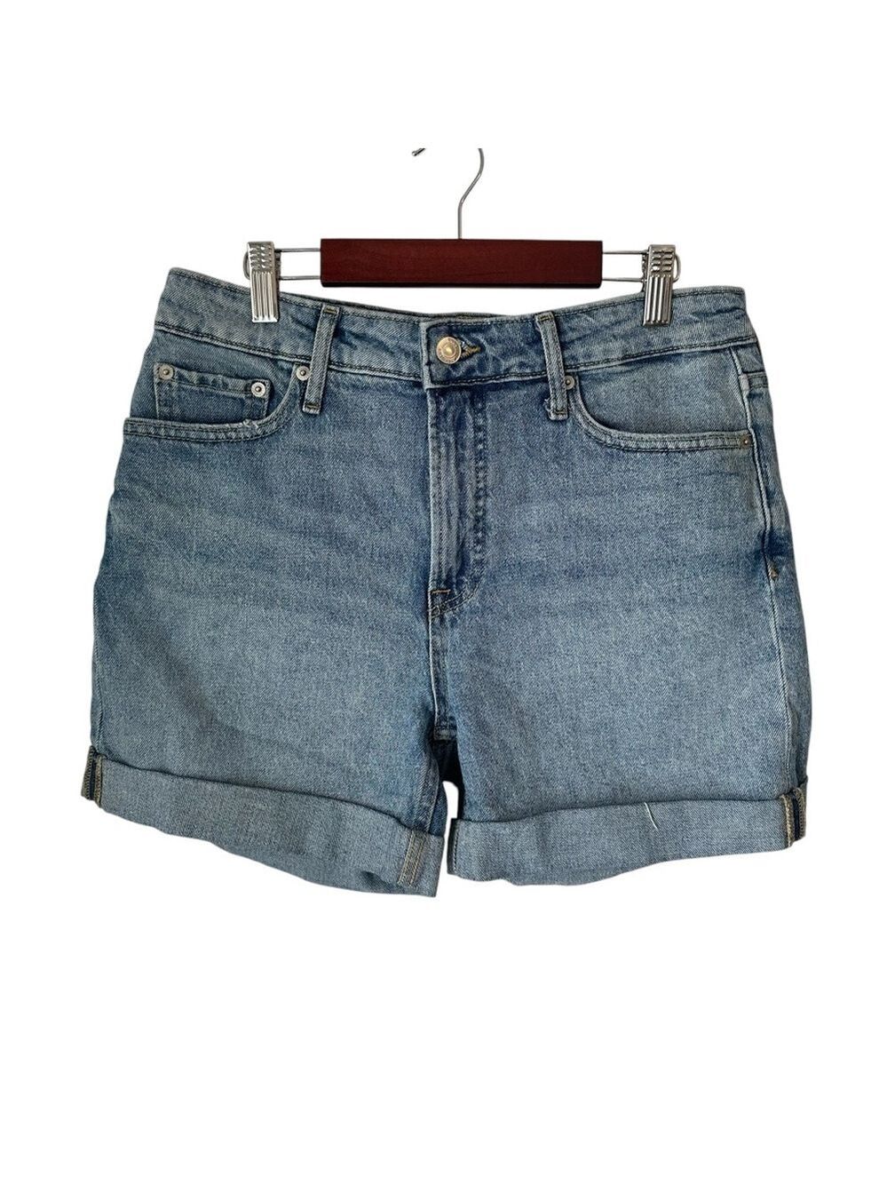 Free Assembly Women’s Light Denim Cuffed High Waist Jean Shorts Size 6